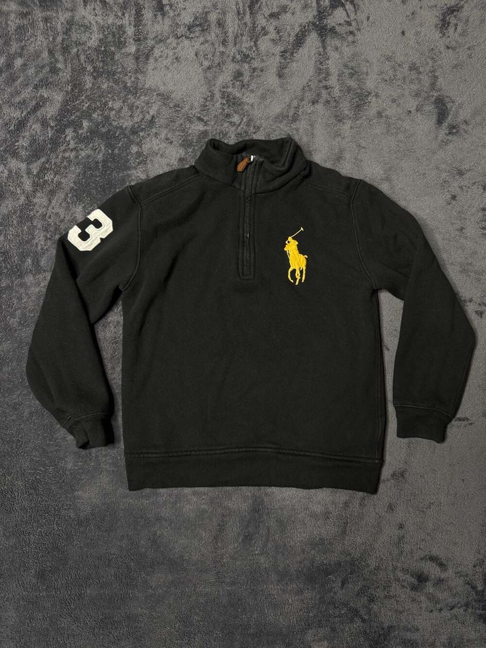 Youth Polo Ralph Lauren Quarter-Zip Sweatshirt Size 7 Black Big Pony